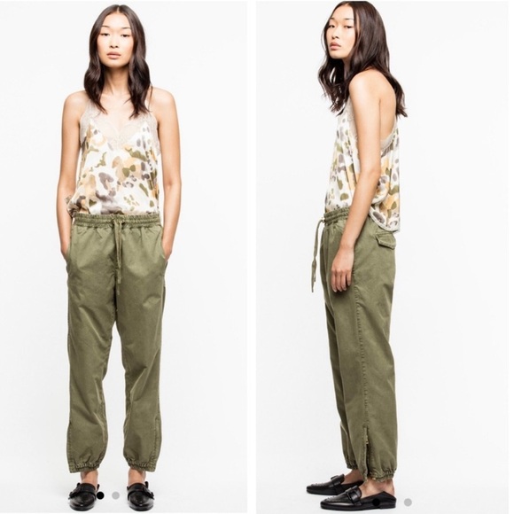 Zadig & Voltaire Parole Military Olive Green Jogger Pants Size Small - Picture 7 of 15